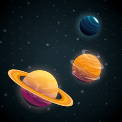 planets of the solar system scene