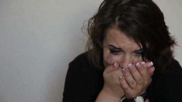 Teen girl in depression cries for stress