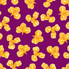 Orange Iris Flower on Purple Background.