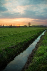 Small river in the country at sunset