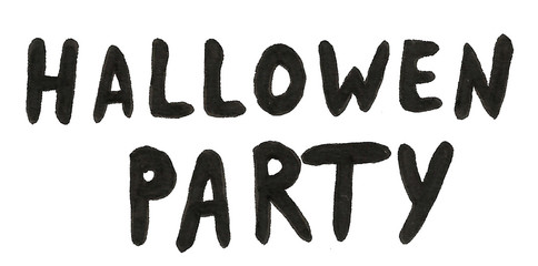 Hand drawn happy halloween party boo pumpkin black and white