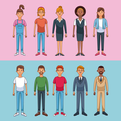 Set of young people cartoons vector illustration graphic design
