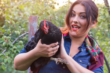 girl and chicken