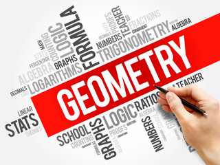 Geometry word cloud collage, education concept background