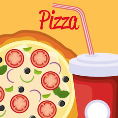 delicious italian pizza with soda