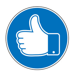 Schild Button mit Like Daumen, Daumen hoch, Feedback Daumen, Like Daumen,
Vektor Illustration isoliert auf weißem Hintergrund