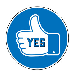 Schild Button mit Yes Like Daumen, Daumen hoch, Feedback Daumen, Like Daumen,
Vektor Illustration isoliert auf weißem Hintergrund