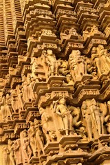 Sculptural bas-reliefs on the walls of the Indian temple