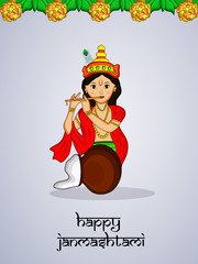 Illustration of background for the occasion of hindu festival Janmashtami celebrated in India
