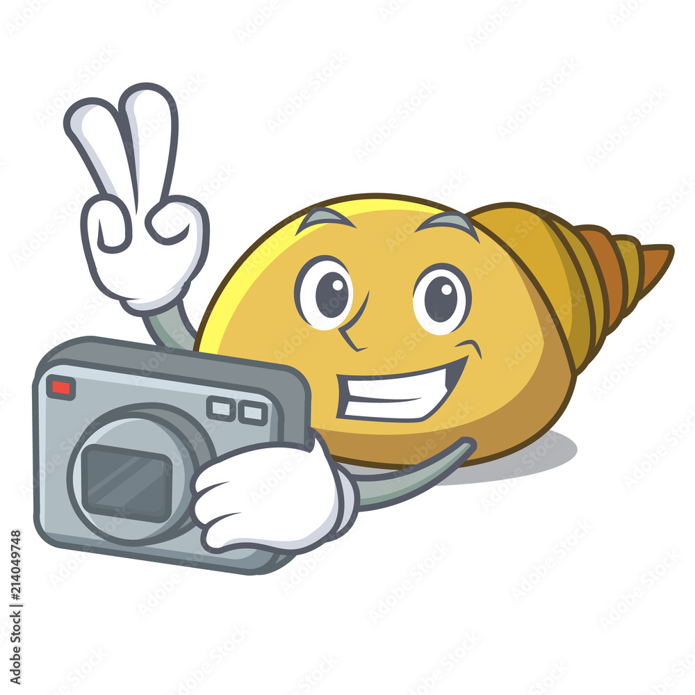 Sticker Photographer mollusk shell mascot cartoon