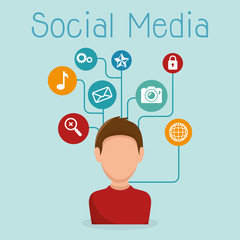 man with social media icon