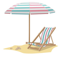 Beach umbrella with chaise longue