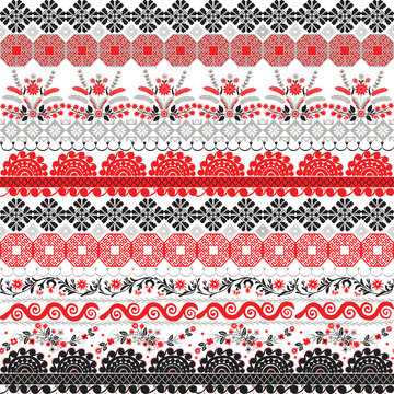 Seamless pattern with ornaments in the form of Slavic embroidery.