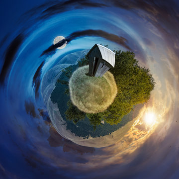 woodshed on little planet spherical panorama