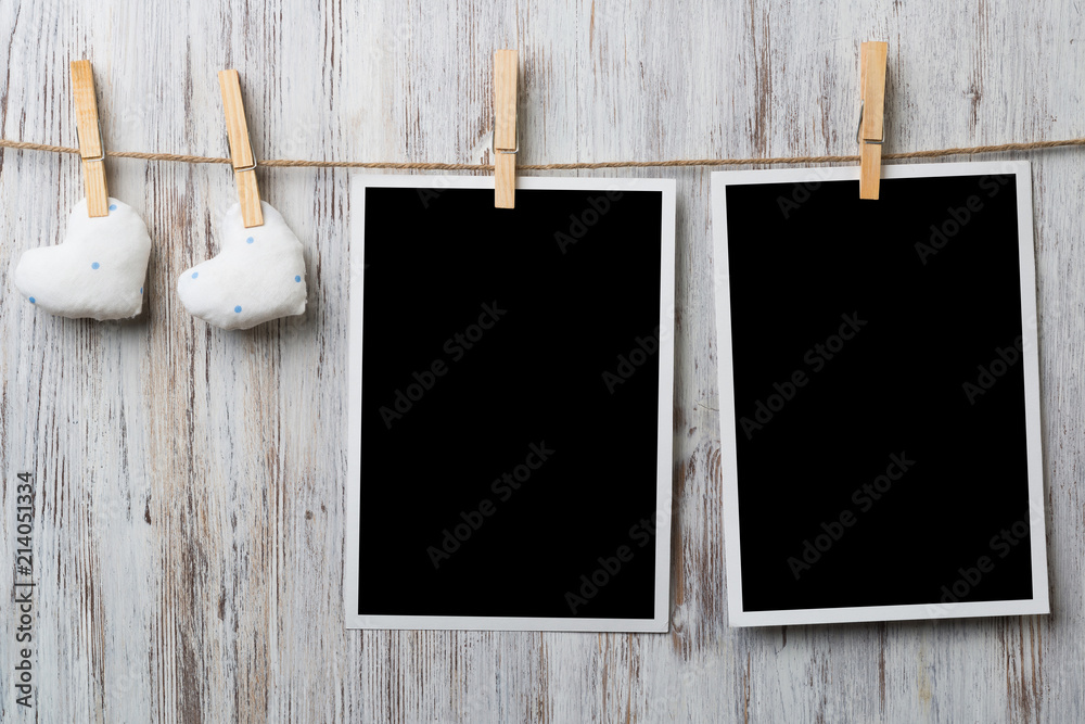 Wall mural black blank phote frame