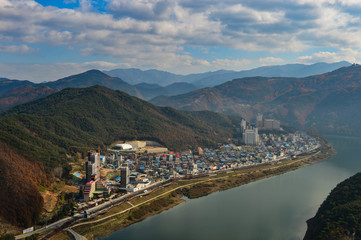 The Mancheonha Skywalk is famous tourist site in Danyang, Korea.