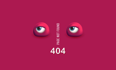 404 page not found Humorous concept of computer error with funny 3d eyes