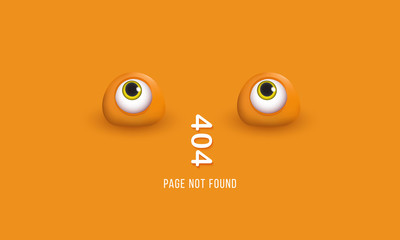 404 page not found Humorous concept of computer error with funny 3d eyes
