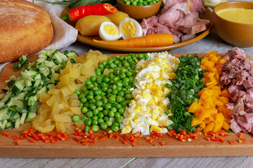 Russian salad ingredients