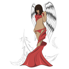 Vector image of a girl angel