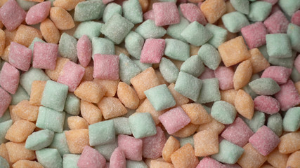 Sweet candy pads Mixed of Snack Sugar background