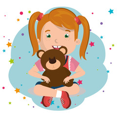 little girl playing with toys character