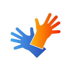 Icono plano guantes de trabajo en naranja y azul