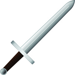 Sword icon isolated on white background with leather handle. Vector illustration.