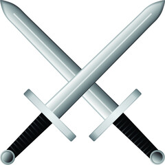 Crossed swords icon isolated on white background with black handle. Vector illustration.