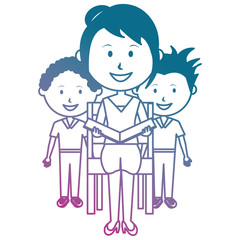 woman teacher with students