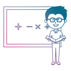 man teacher with chalkboard avatar character