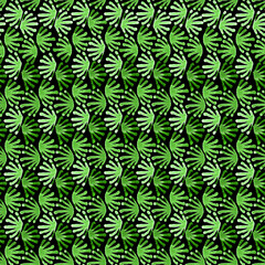 Seamless watercolour tile chaos floral pattern green on black for wrapping, fabric, textile, craft