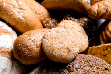 Different bakery products, closeup