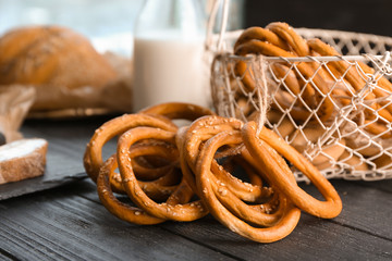 Bagels on table. Bakery food