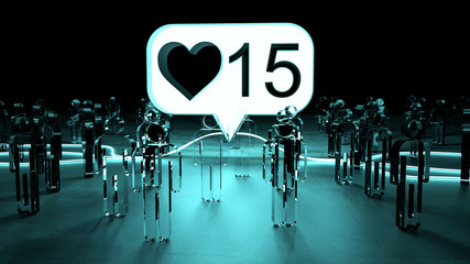 Fototapeta premium Digital like illuminating a group of people 3D rendering