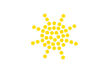 dotted sun weather symbol on white background