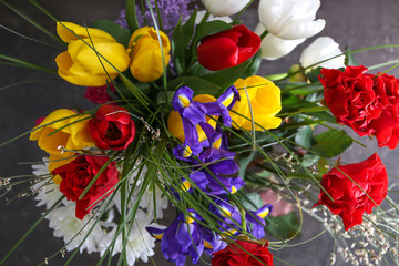 Beautiful bouquet of flowers as gift, closeup