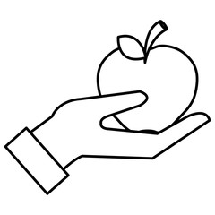 hand lifting apple fresh