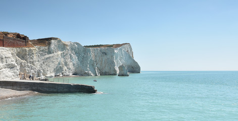 White chalk cliffs at Seaford Head, East Sussex, UK