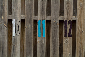 Numbers on a wooden fences