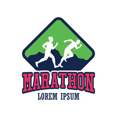 running race people / marathon, sport and activity logo