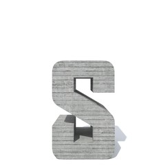 Conceptual gray heavy rough concrete constructed font or type, construction industry piece isolated white background. Educative architecture material, aged texture surface as 3D illustration design