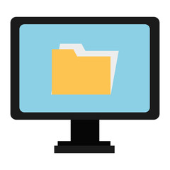 computer display with folder