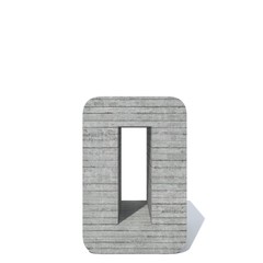 Conceptual gray heavy rough concrete constructed font or type, construction industry piece isolated white background. Educative architecture material, aged texture surface as 3D illustration design