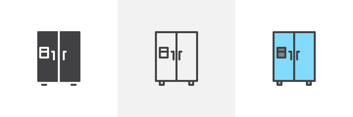 Big refrigerator icon. Line, solid and filled outline colorful version, outline and filled vector sign. Fridge symbol, logo illustration. Different style icons set. Vector graphics