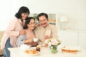 Photographing senior friends