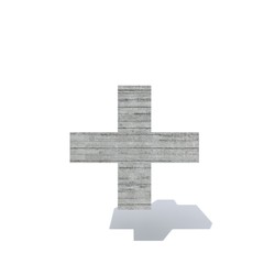 Conceptual gray heavy rough concrete constructed font or type, construction industry piece isolated white background. Educative architecture material, aged texture surface as 3D illustration design