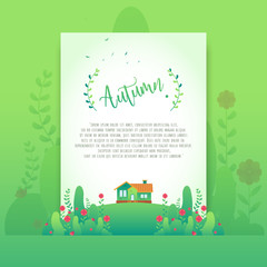 Green Autumn Floral Beautiful Gradient Flowers for Invitation Card Vector Illustration