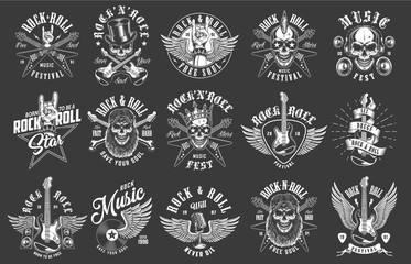 Rock and roll emblems - obrazy, fototapety, plakaty