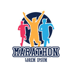 running race people / marathon, sport and activity logo